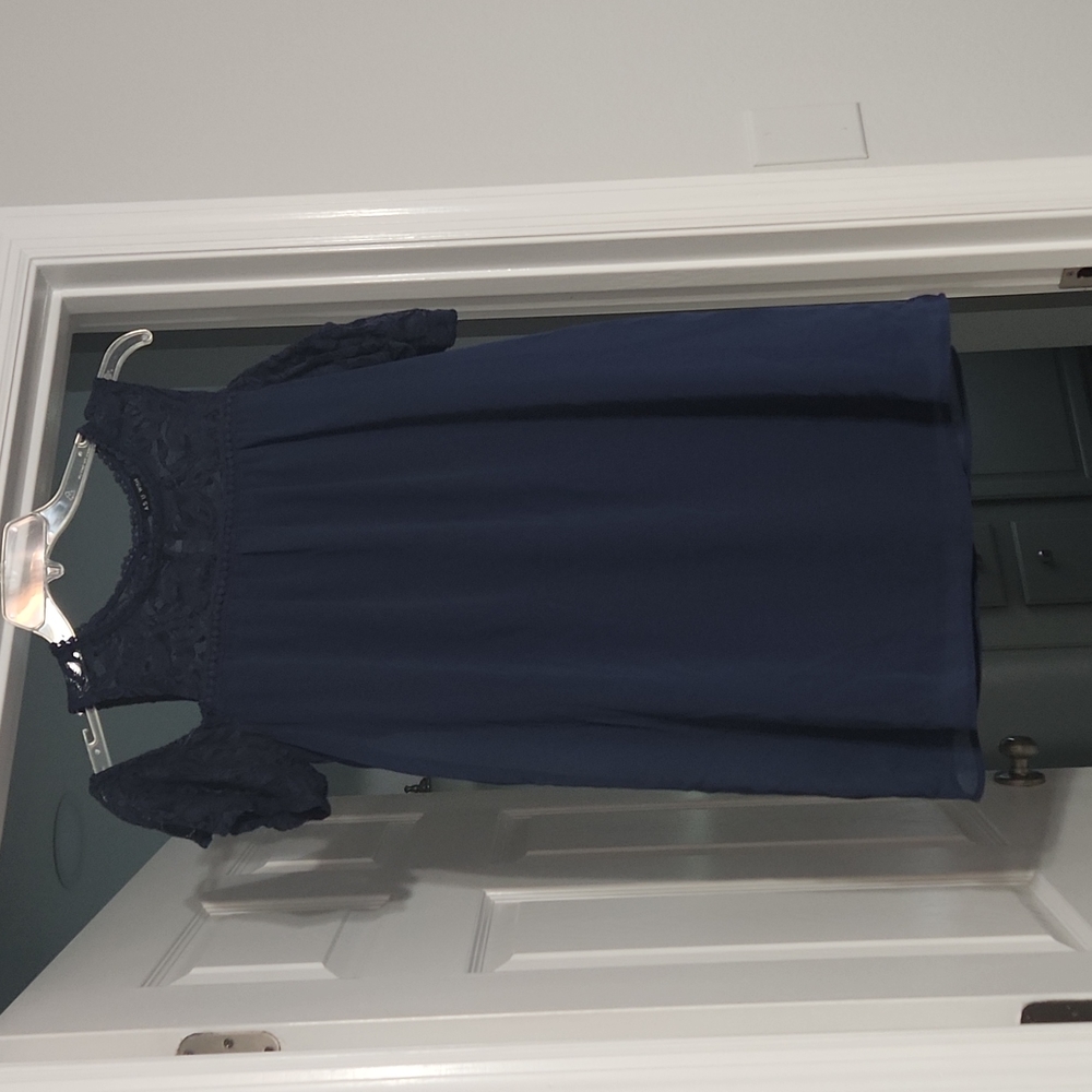 As U Wish, off the shoulder, navy blue dress